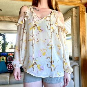 Anthropologie Spring Cold Shoulder Blouse Womens Small